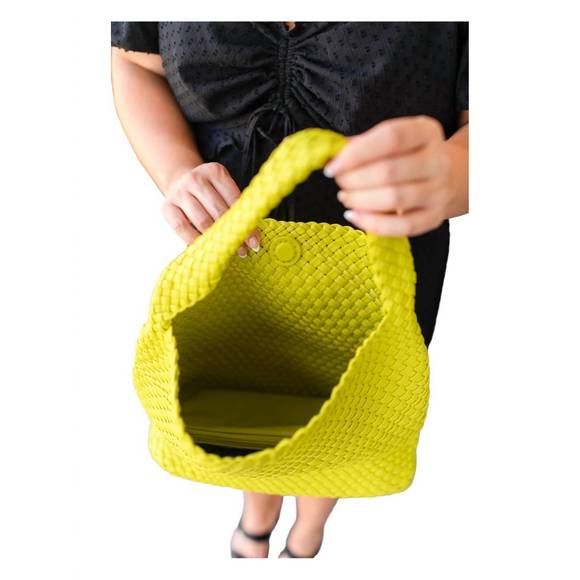 NEW 123 AMORE women's woven and worn tote bag in citron - Picture 2 of 3